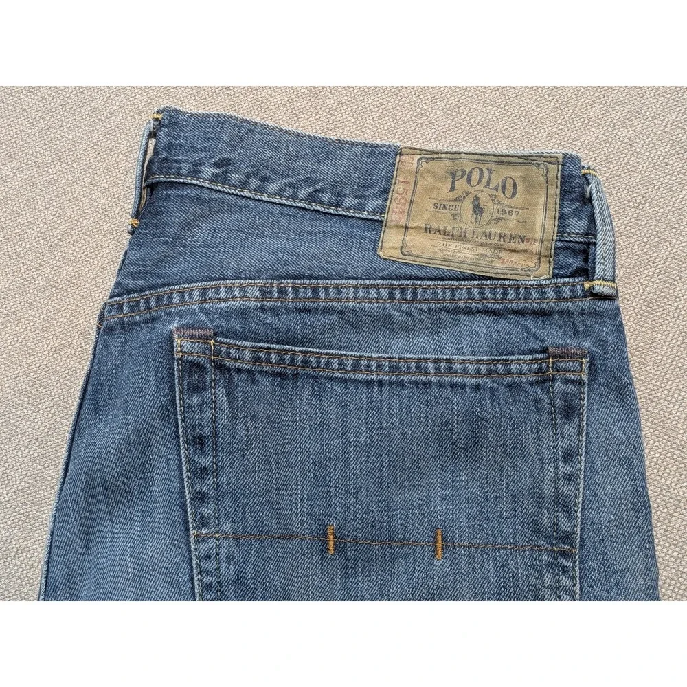 Polo Ralph Lauren Mens 36x32 Blue Straight Leg Denim Jeans Cotton Pants W36 L32
